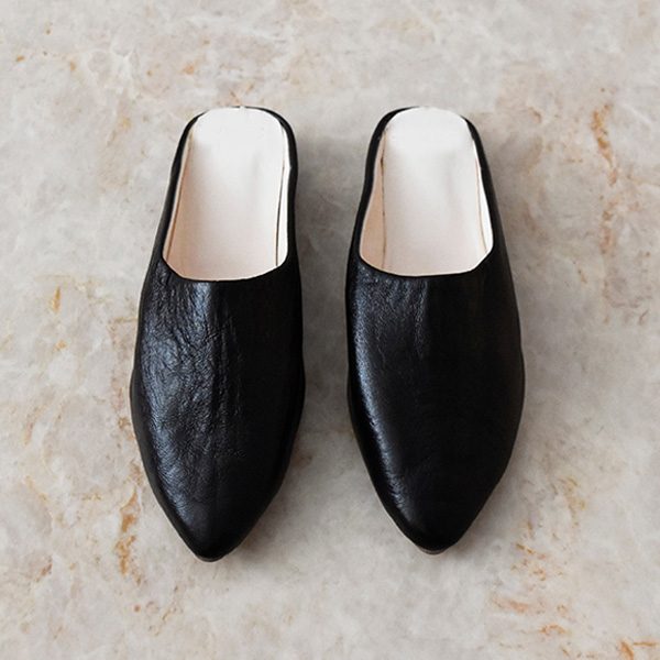 臭くない バブーシュ Lサイズ 本革 ブラック モロッコ バブーシュ