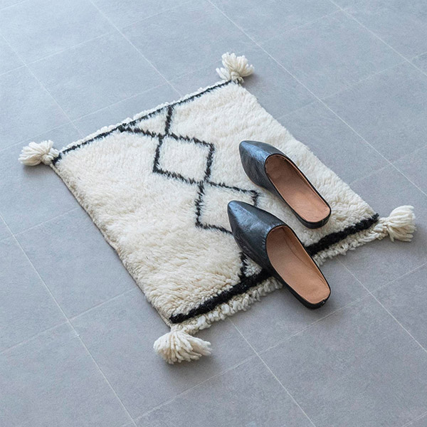 nordic ベニワレン シートラグ Cross chain ホワイト 40角 インテリア