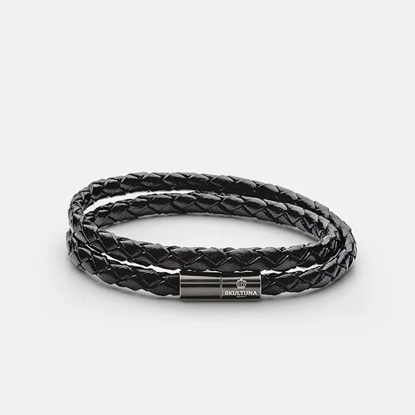 スクルツナ stealth レザーブレスレット Lサイズ ブラック 1505-L